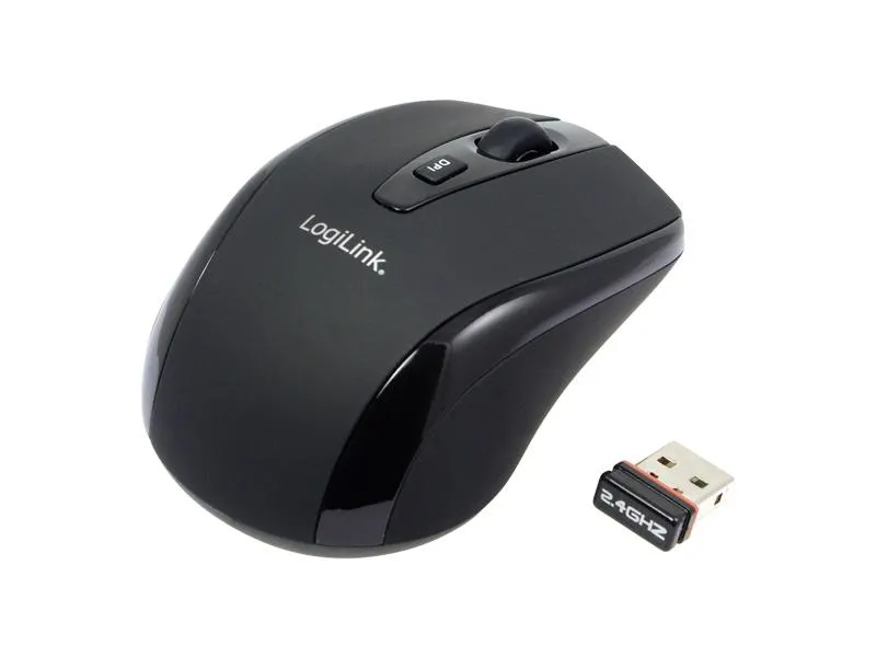 Mini souris de voyage sans fil LogiLink 2.4 GHz Noire ID0031