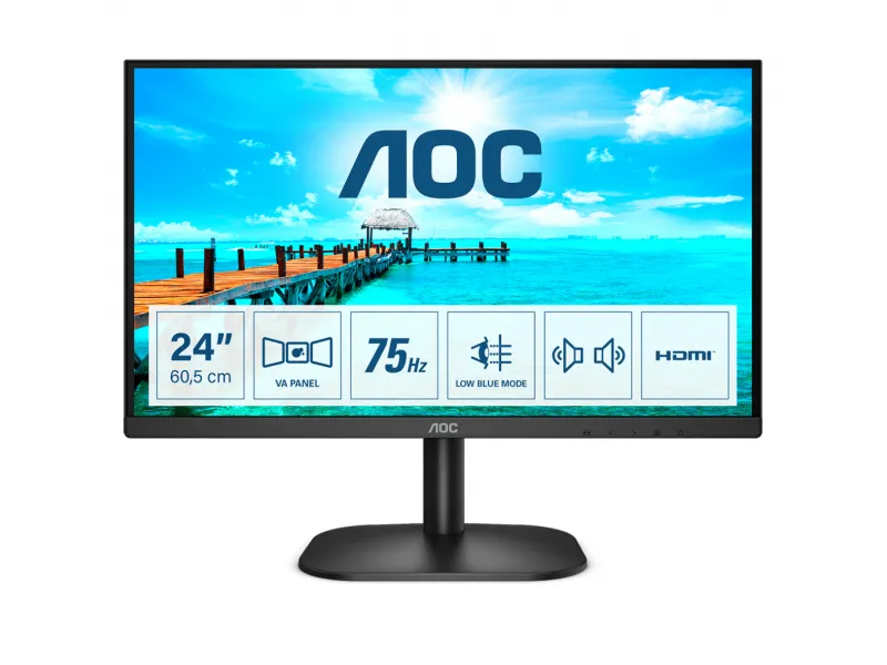 AOC B2 60.5 cm (23.8inch) - 1920 x 1080 pixels -LED -Noir 24B2XDAM