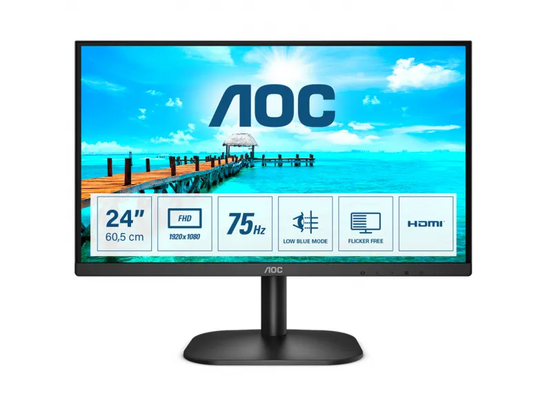 AOC 60cm/24'' (1920x1080)- HDMI VGA VESA Full HD Black 24B2XHM2