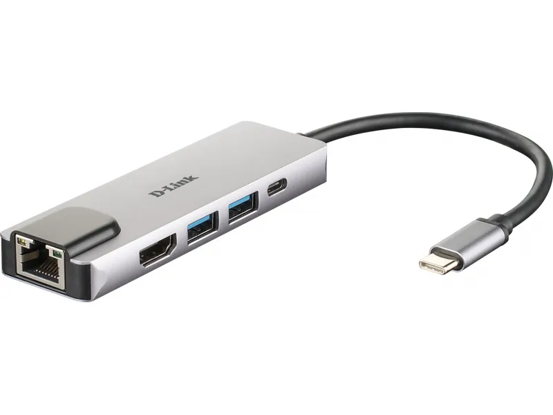 D-Link 5 In 1 USB-C Hub mit HDMI/Ethernet und USB-C Ladeanschluss DUB-M520