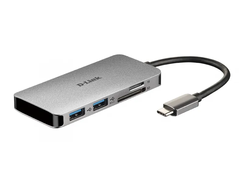 D-Link 6 In 1 USB-C Hub mit HDMI/Kartenleser/USB-C Ladeanschluss DUB-M610