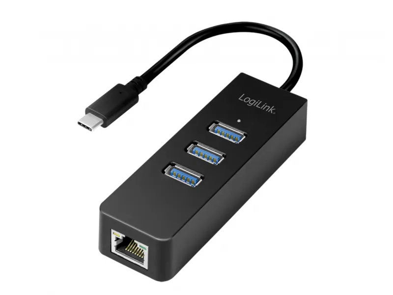 LogiLink USB 3.2 Gen1 USB-C Adapter zu 1x RJ45 und 3x USB 3.0 UA0283