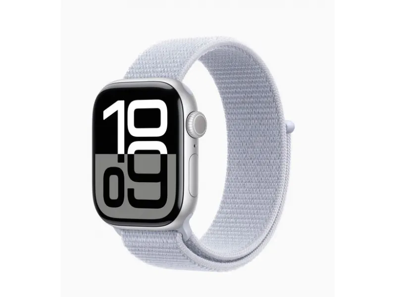 Apple Watch S10 Alu Argent 42mm GPS+Cellulaire Sport Bleu Nuage (MWX53QF/A)