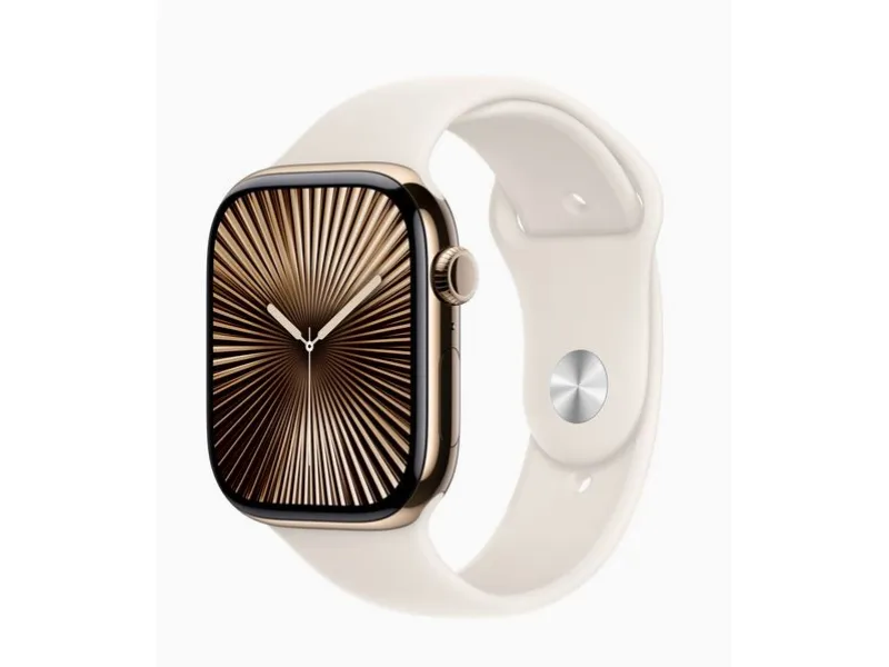 Apple Watch S10 Titan Doré 46mm GPS+Cell Sports Starlight M/L (MWYY3QF/A)